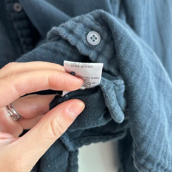 Free People x CP Shades Gray Gauzy Button Down Sz XS Cotton Blue Essential - Picture 9 of 15